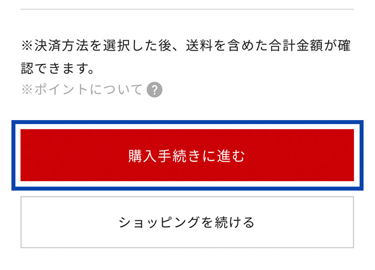 「購入手続きに進む」をクリック